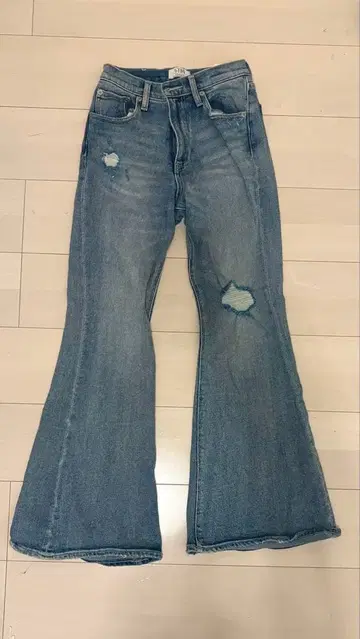 GYDA 하이웨스트 데미지 플레어 데님