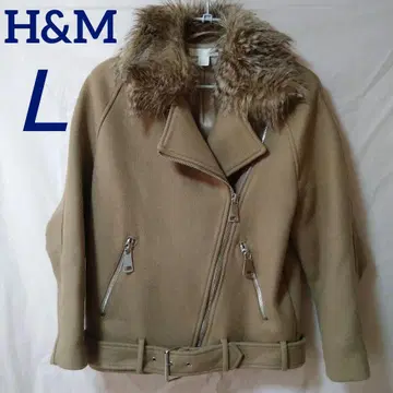 L H&M 퍼 달린 베이지 라이더 자켓