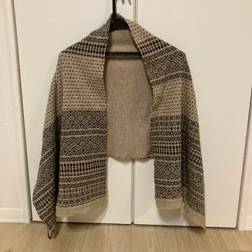 사만사 모스모스 울 혼방 기하학 패턴 숄 베이지 계열