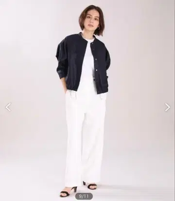 린넨라이크 노카라 블루종 INED