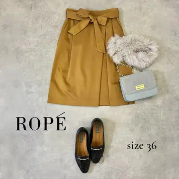 [ROPE] 허리 리본 고급 스커트 36/S 상당 카멜 계열