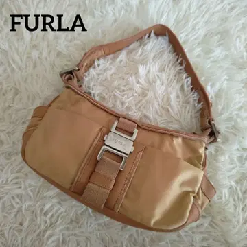 훌라 FURLA 원 숄더백 나일론 가죽 카멜 로고