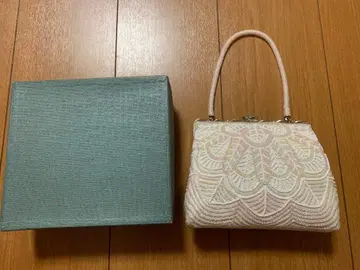 비즈 백 파티 백 기모노 잡화 화이트 핑크 베이지