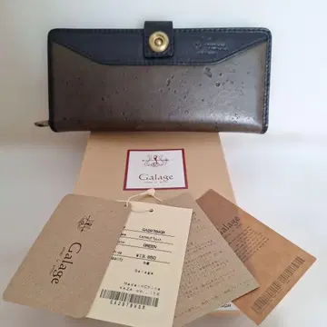 미사용 새상품 소가죽 장지갑 정가 13650엔 카키색 x 블랙