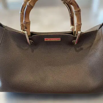 두지엠 클라세 브라운 가죽 토트백 대나무 핸들