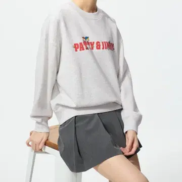 유니클로 산리오 캐릭터즈 맨투맨 그레이 파티&지미 XL