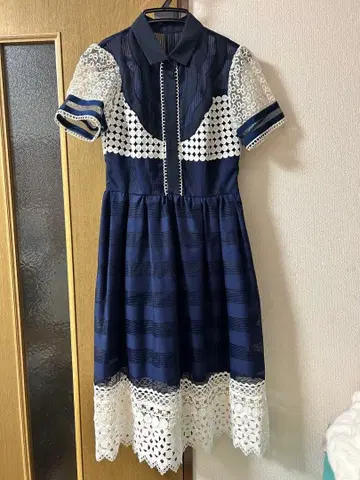 체스티 컷워크 레이스 피코 프릴 셔츠 원피스 chesty