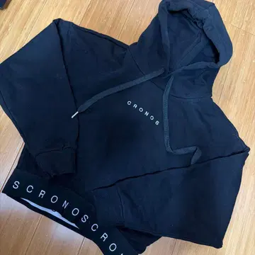 CRONOS 크로노스 크롭 후드티 후디 맨투맨 블랙 S
