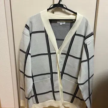 체크 무늬 니트 가디건