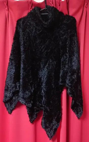 샤기 니트 판초 블랙