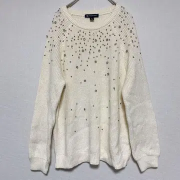 [ XL ] 아이보리 비쥬 장식 니트 스웨터