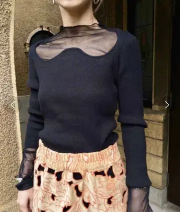 [ 아메리빈티지 ] UND WAVE NECK SHEER SET KNIT