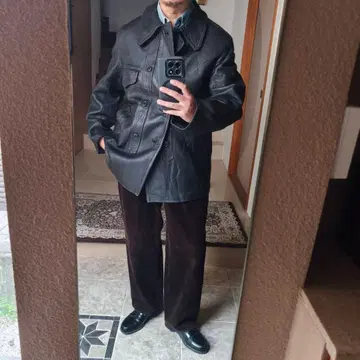 실루엣 좋음 프랑스제 코르비제 자켓 가죽 자켓 블랙