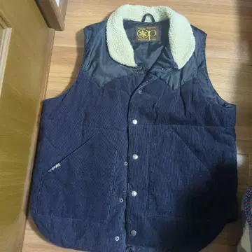 네이비 보아 옷깃 다운 베스트