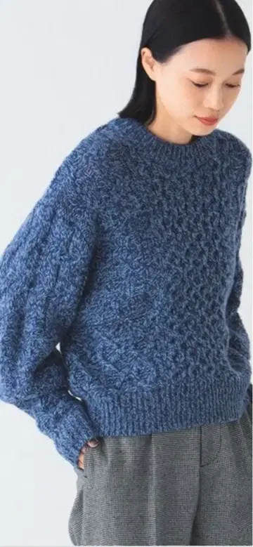 BEAMS BOY / 아란 크루넥 니트 스웨터