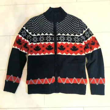 노르딕 무늬 보아 안감 집업 스웨터