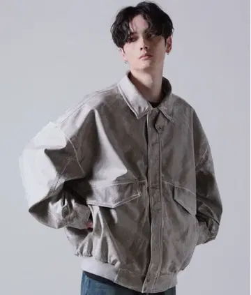 CLEL 빈티지 인조 가죽 블루종 사이즈 S