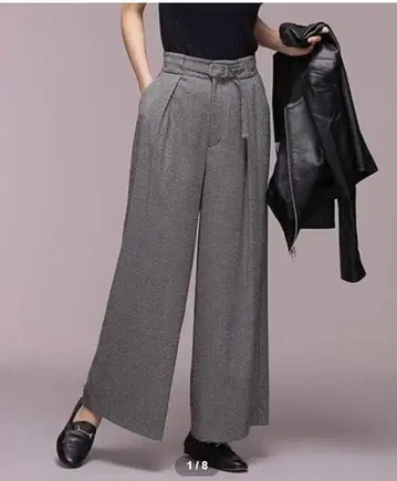 나노 유니버스 글렌체크 와이드 팬츠 36