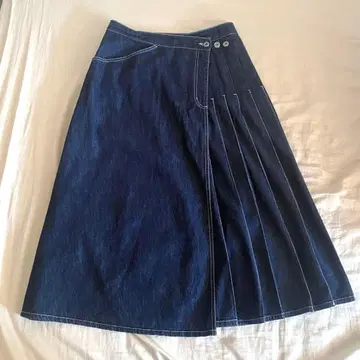 BEAMS BOY 빔즈 보이 플리츠 데님 랩스커트