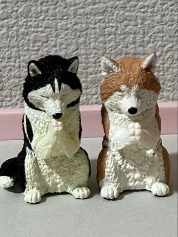 합장 장인 개배 시베리안 허스키 아키타견 피규어 개