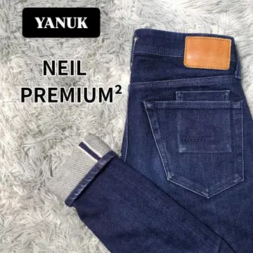 [YANUK] NEIL 프리미엄 스퀘어드 빨간색 귀 스트레치 데님