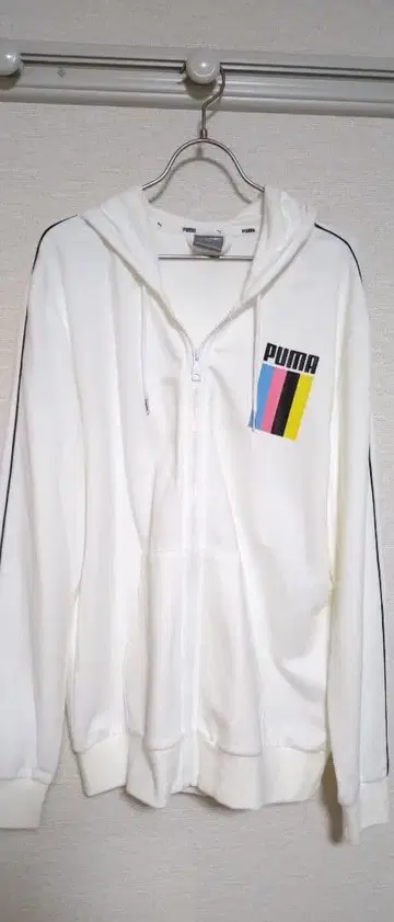 PUMA 화이트 풀 집업 후드티