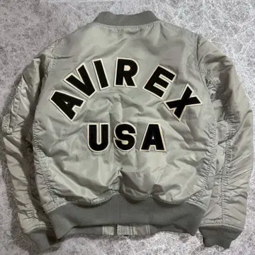 레어색 AVIREX MA-1 플라이트 자켓 백 로고 L 실버