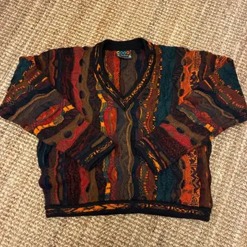 COOGI 쿠지 레어 배색 울 입체 뜨개질 3D 니트 니트 스웨터