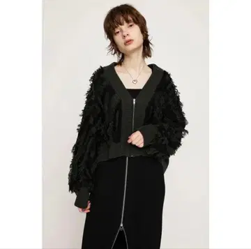 JQ FRINGE ZIP UP SHORT C/D 집업 가디건