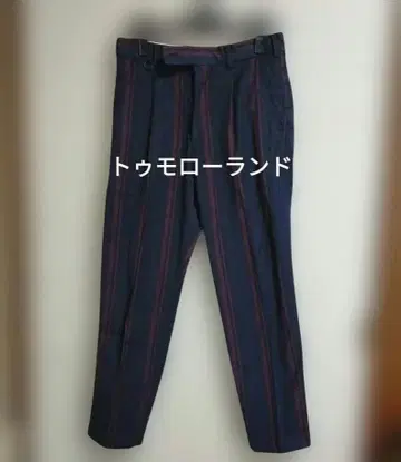 투모로우랜드 네이비와 와인 레드의 스트라이프 슬랙스