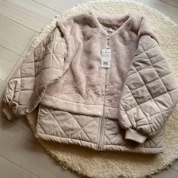 [ 택 포함 미사용 ] 퍼 도킹 퀼팅 자켓 코트