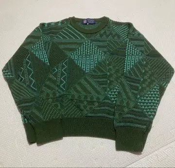 디자인 니트 올 패턴 기하학 패턴 빈티지 일본제 사이즈 L