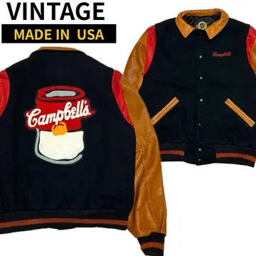 USA제 [90s] 캠벨 수프 가죽 바시티 자켓 앤디 워홀