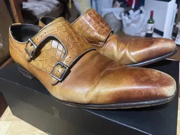 [정말 멋진] 악어 엠보싱 더블 몽크 슈즈