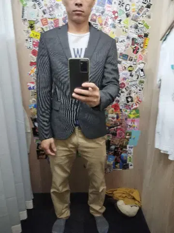 스트라이프 패턴 테일러드 자켓