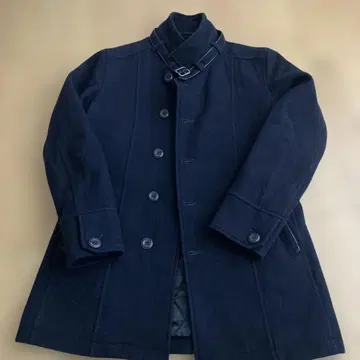 MICHEL KLEIN 울 스탠드 카라 코트 네이비 S 사이즈