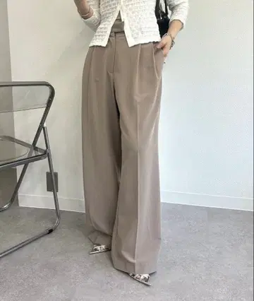 mystic 핀스트라이프 턱 와이드 팬츠