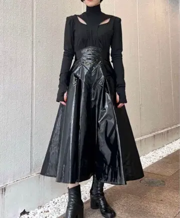 fetico FETICO FAUX-LEATHER MIDI SKIRT