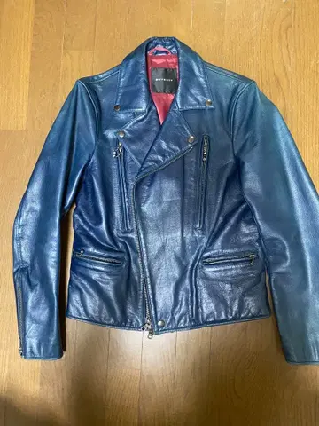 BOYCOTT 더블 라이더스 자켓 네이비 소가죽