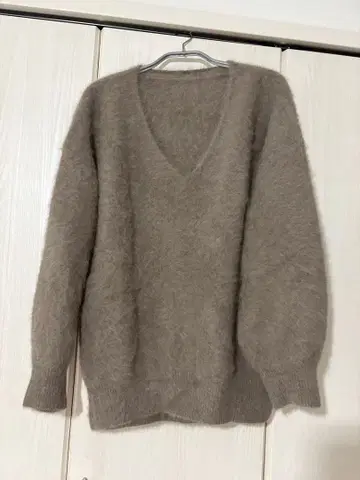 라운지 드레스 캐시미어 91% 베이지 V넥 스웨터 F 사이즈