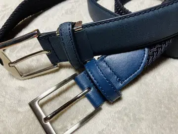 W 85cm 조정 가능 네이비 캐주얼 벨트 2세트