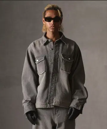 GRANCY 집 디자인 데님 셔츠 그레이 M 사이즈