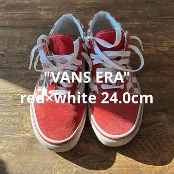 VANS ERA red x white 체커 24.0cm