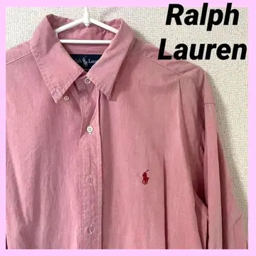폴로 랄프 로렌 핑크 버튼 다운 긴팔 셔츠 구제 의류