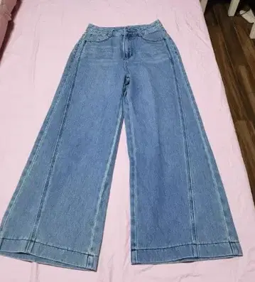 라이트 블루 와이드 레그 데님