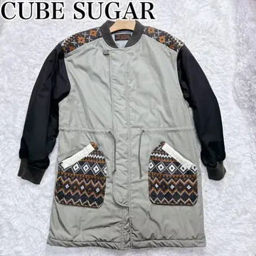 레어 CUBE SUGAR 니트 조합 밀리터리 코트 큐브 슈가