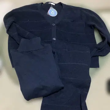 미사용 새상품 Beams Heart 네이비 니트 셋업 프리 사이즈