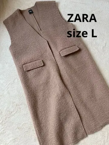 ZARA 자라 롱 베스트 카멜 베이지 L 푸들 퍼