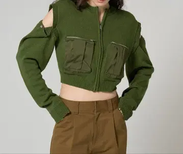 티나:조준 밀리터리 가디건 카키