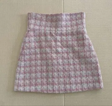 the Virgins 핑크 체크 타이트 스커트